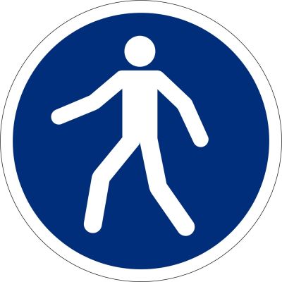 Gebotszeichen Fussgängerweg benutzen
