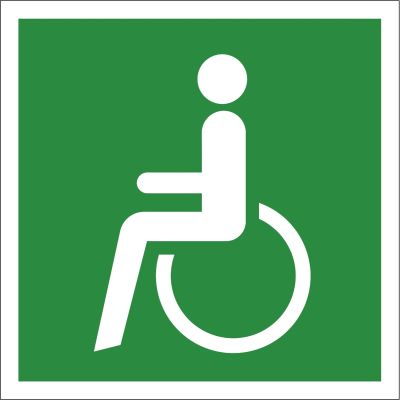 Rettungszeichen Notausgang für Rollstuhlfahrer links