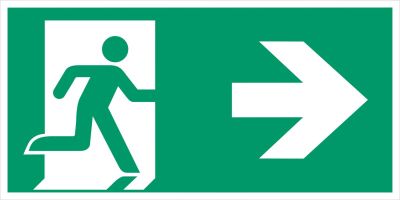 Rettungszeichen Rettungsweg (rechts)+Richtungspfeil rechts