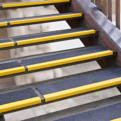 Antirutsch Treppenkantenprofile GFK breit, schwarz/gelb